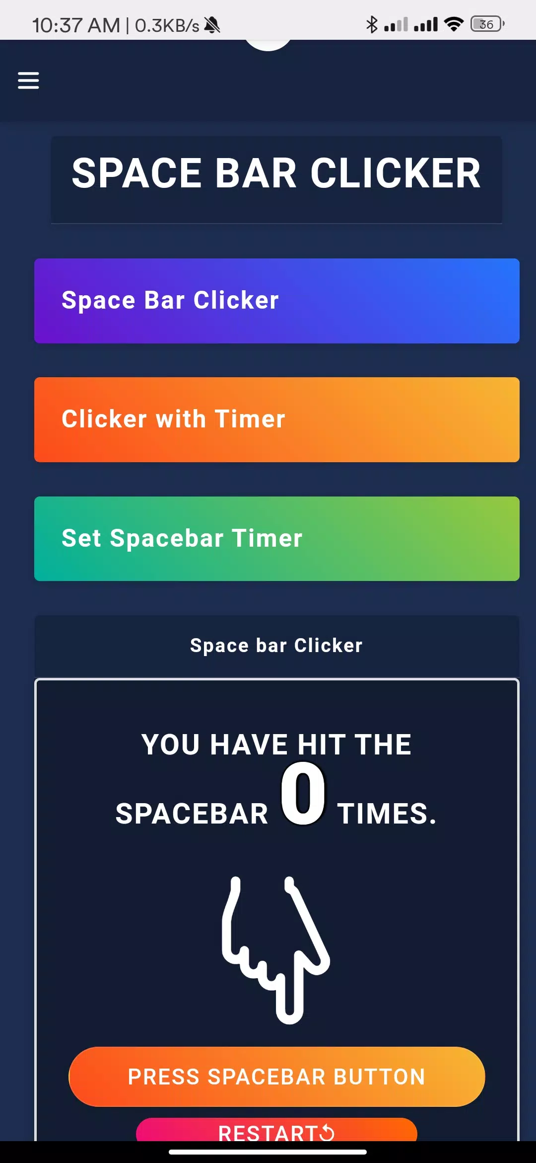 Spacebar Counter- Space bar Clicker