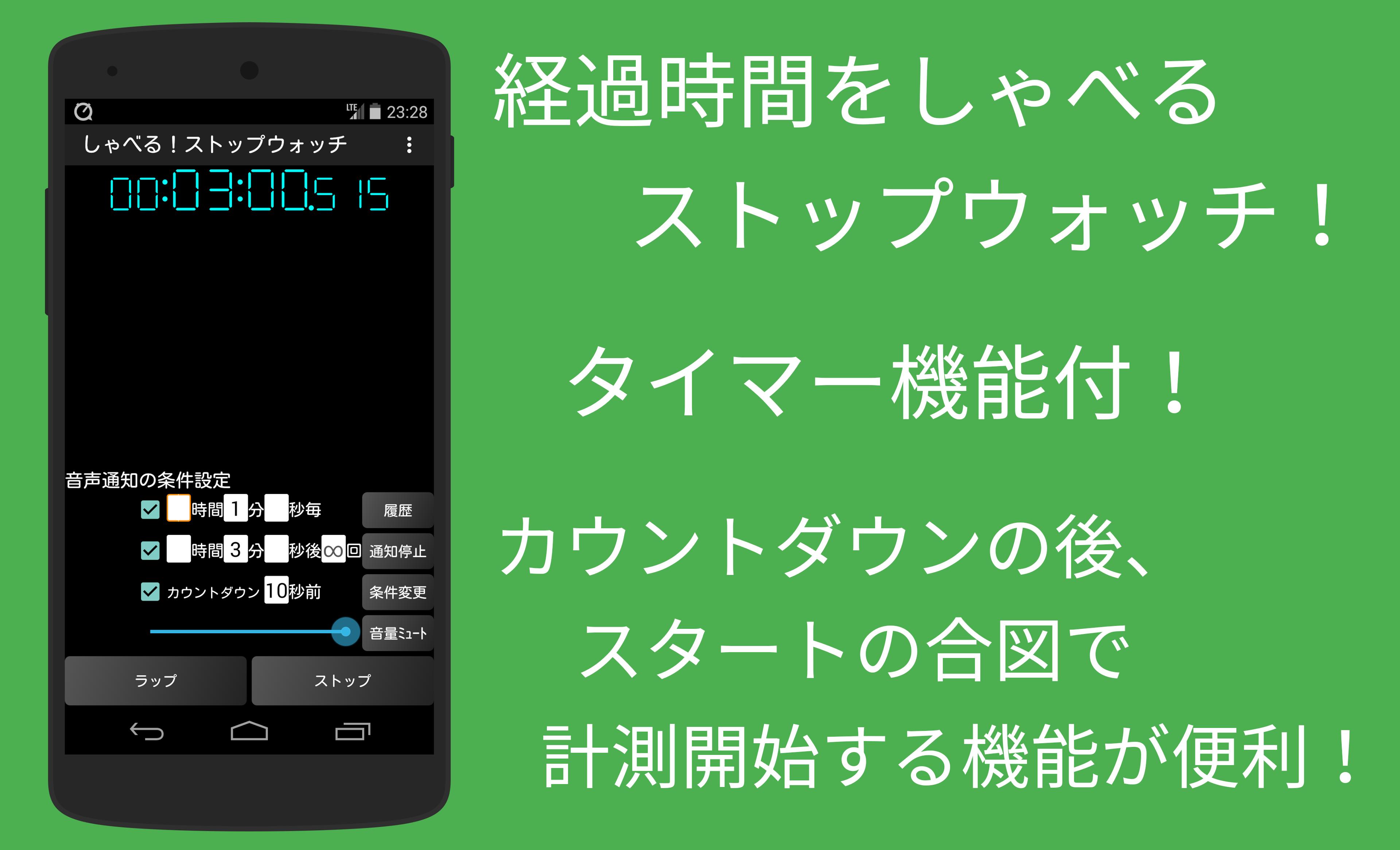 Android 用の しゃべる ストップウォッチ タイマー 音声通知の無料アプリ Apk をダウンロード