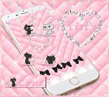 Pink kitty Live Wallpaper Theme capture d'écran 1
