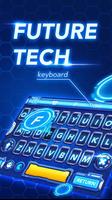 Neon Blue Keyboard - Tech Affiche