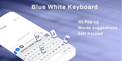 Simple Blue White Keyboard,English keyboard typing-poster