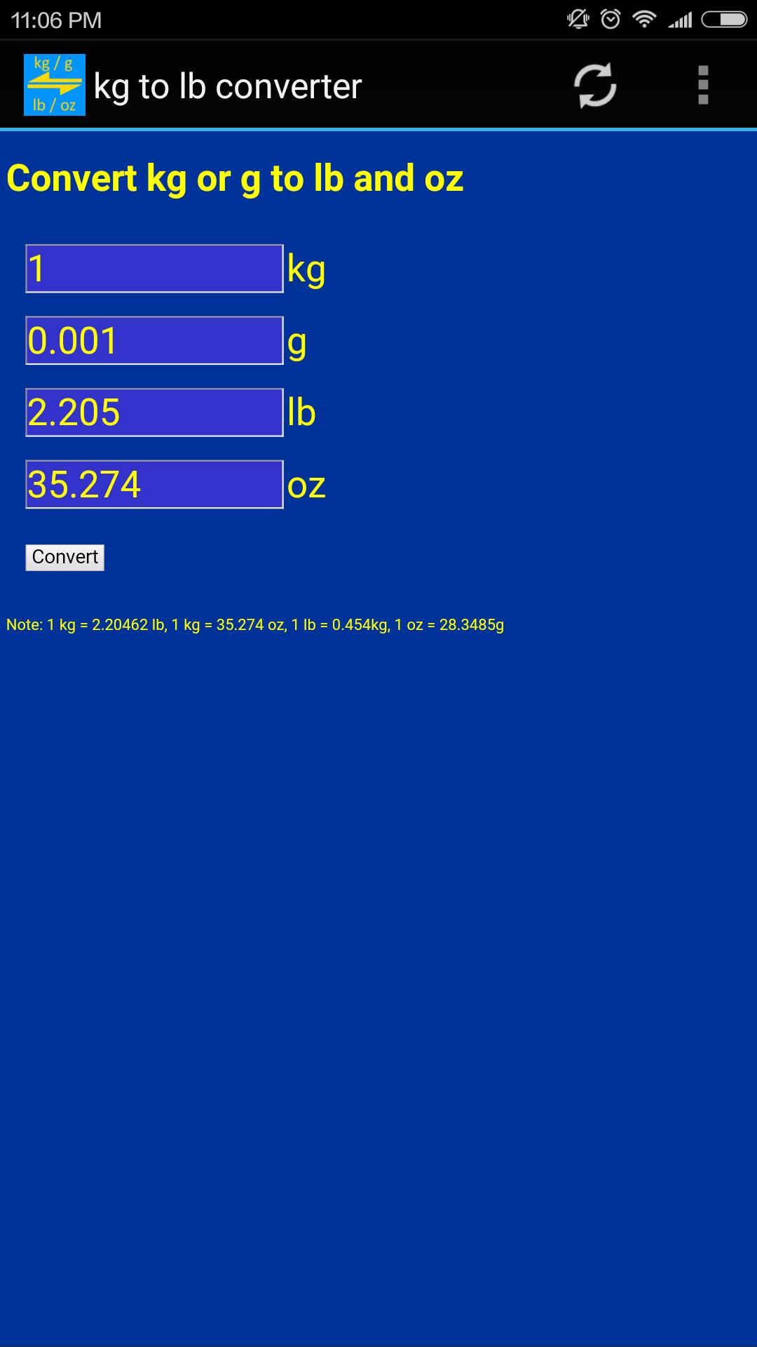 kg à lb convertisseur de poids pour Android - Téléchargez l'APK