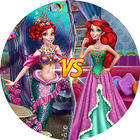 Mermaid vs Princess Dress Up Zeichen