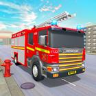 911 الإنقاذ حريق شاحنة 3D سيم أيقونة