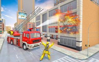 911 Fire Rescue Truck 3D Sim Affiche