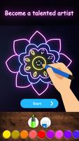 Flower Drawing Step By Step With Mandala Coloring-poster