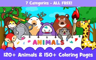 Animals for kids: Color & Draw Affiche