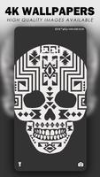 Black White Skull Wallpaper Affiche