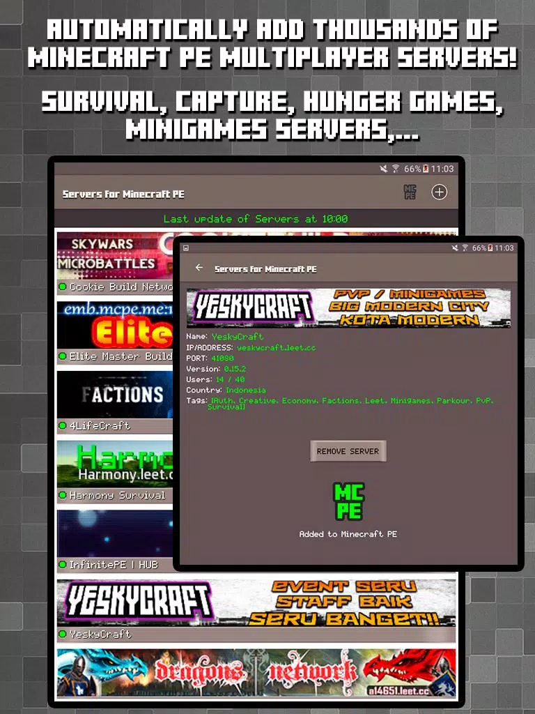 Servers list for Minecraft PE – Apps on Google Play