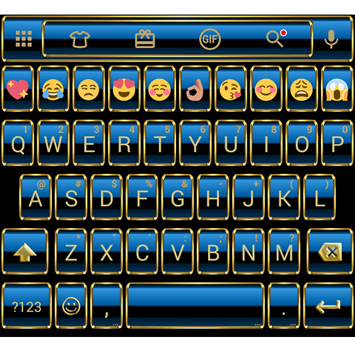 Emoji Keyboard Frame Blue Gold