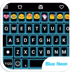 Neon Blue Emoji Keyboard Theme