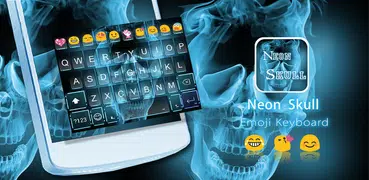 Neon Skull Emoji Keyboard Skin