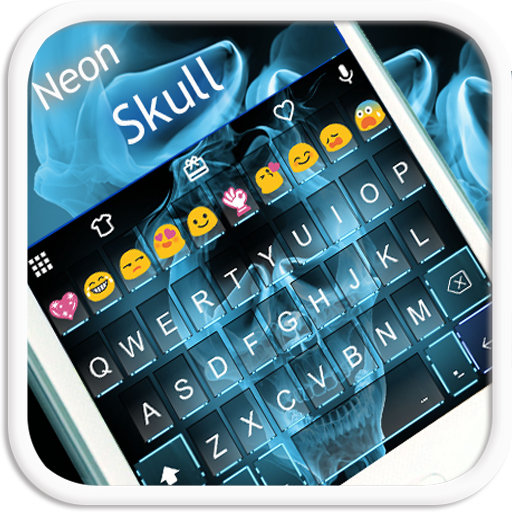 Neon Skull Emoji Keyboard Skin