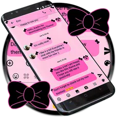 SMS Messages Ribbon Pink Black APK Herunterladen