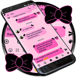 SMS Messages Ribbon Pink Black icône
