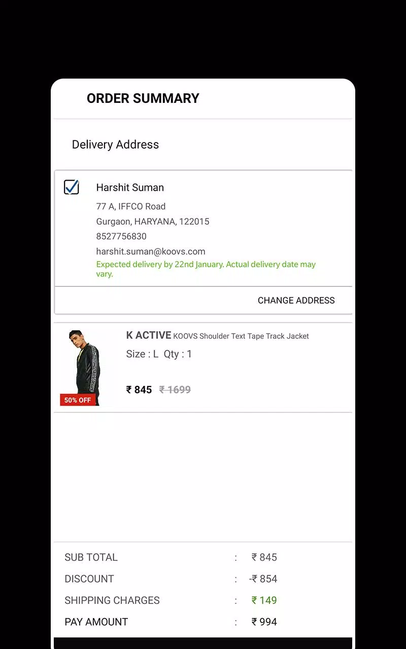 Koovs first order coupon code