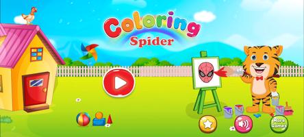 Coloring Cute Spider Superhero Affiche