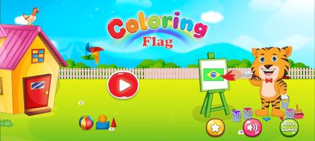 Coloring World Country Flags Poster