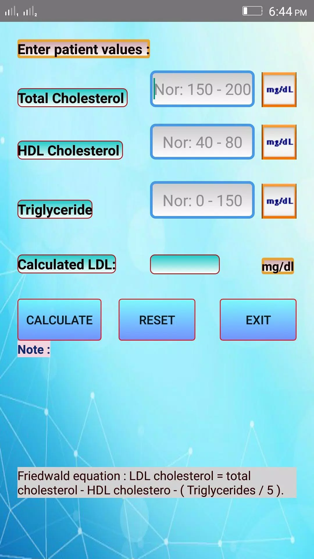 LDL Cholesterol Calculator APK for Android Download