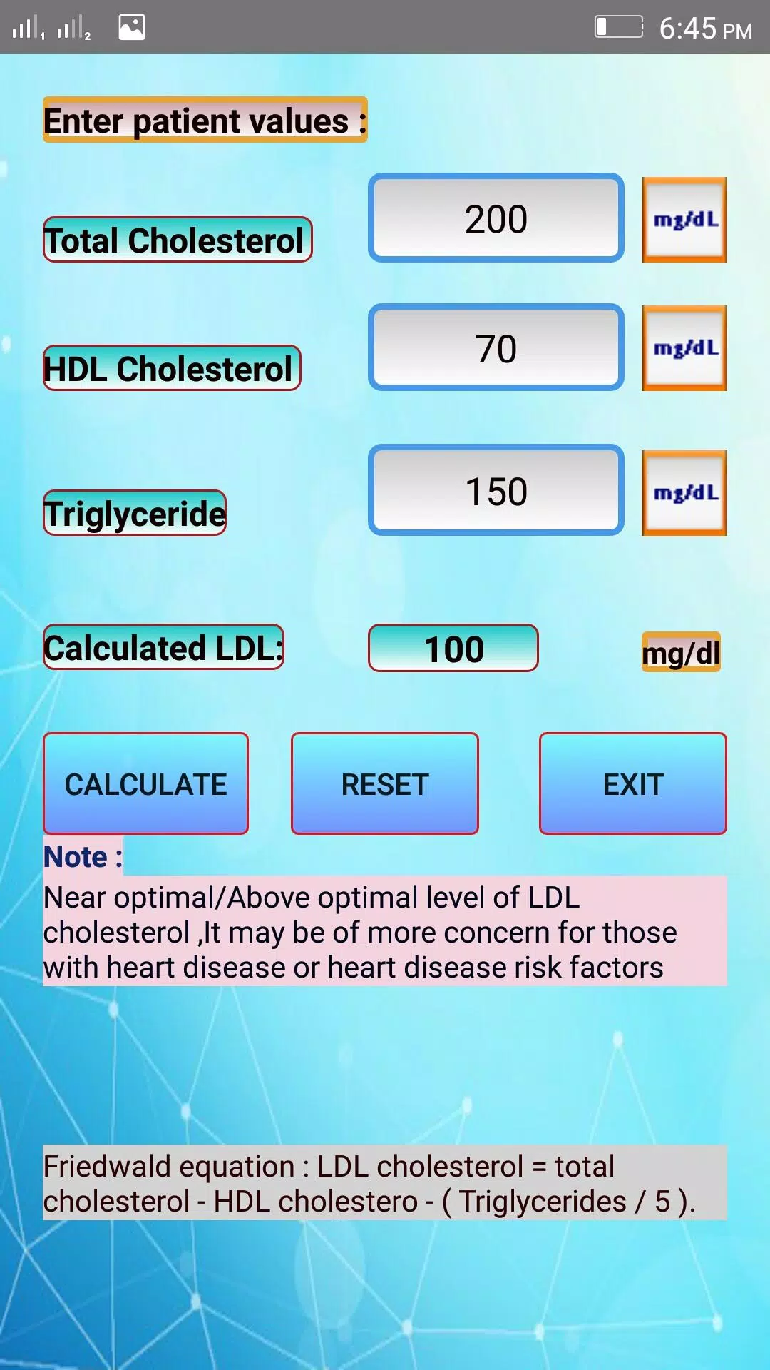 LDL Cholesterol Calculator APK for Android Download