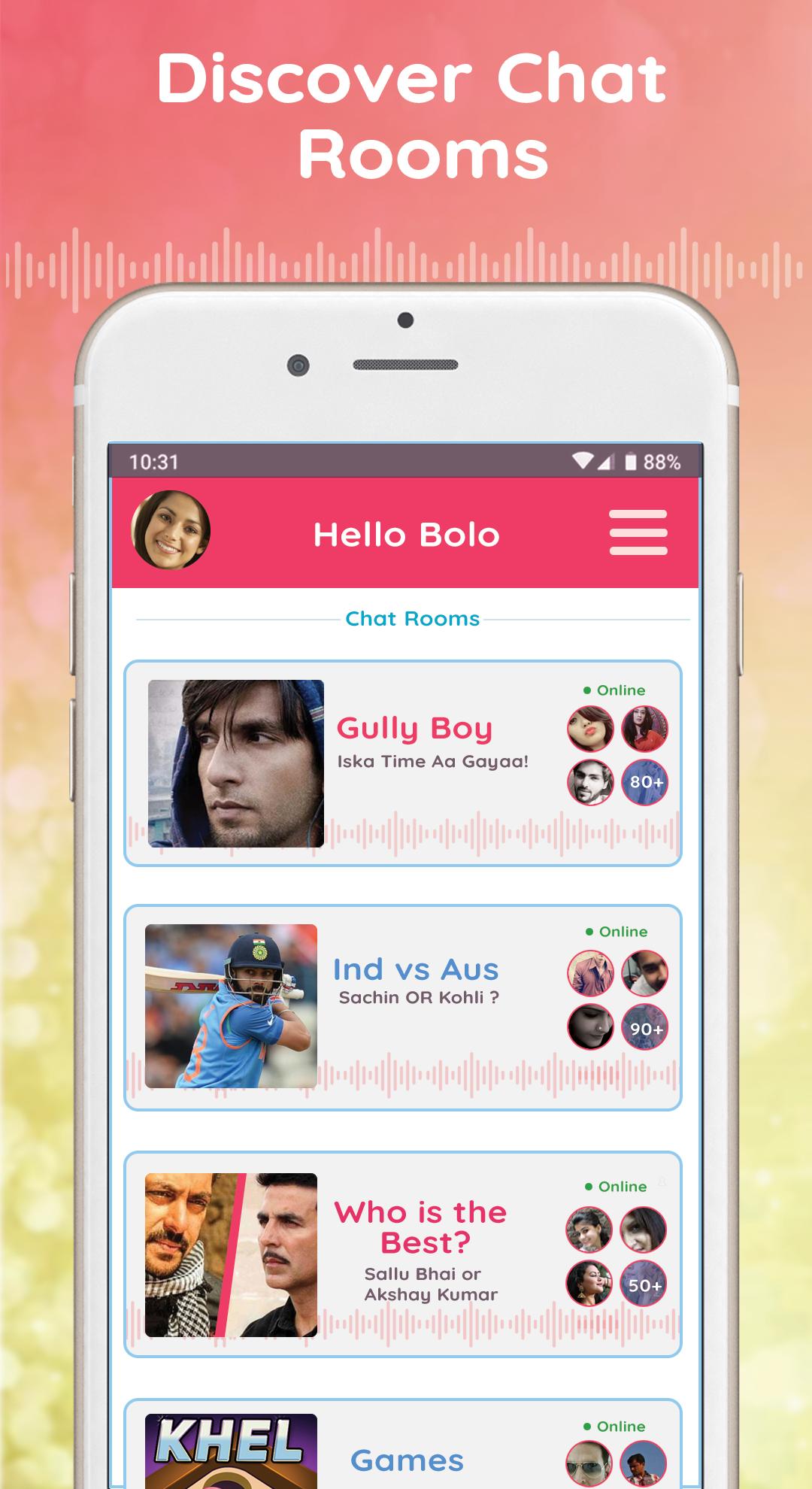 Hello Bolo Live Chat Rooms On Cricket Bollywood For