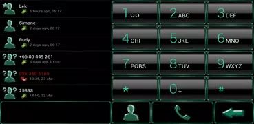 Dialer Theme GlassFrameBGreen