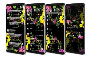 SMS Theme Glass Black Flowers Affiche