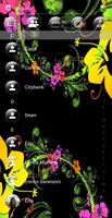 SMS Theme Glass Black Flowers ảnh chụp màn hình 3