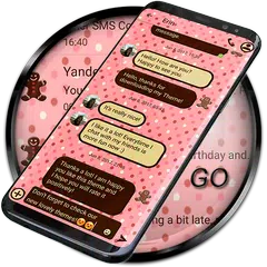 download SMS Theme Love Chocolate pink APK