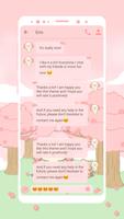 SMS Theme Rabbit Sakura capture d'écran 1