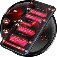 download SMS Theme Sphere Red - black APK