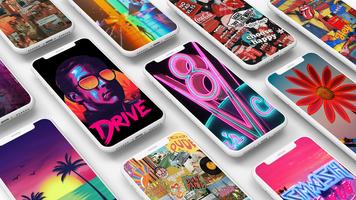 Retrowave Wallpaper 80s 90s الملصق