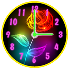 Neon Kwiaty Zegar ikona