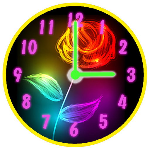 Neon Flowers Clock
