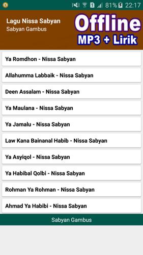 Lagu Nissa Sabyan Lirik Offline Mp3 For Android Apk Download