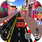 Driving car in city icon