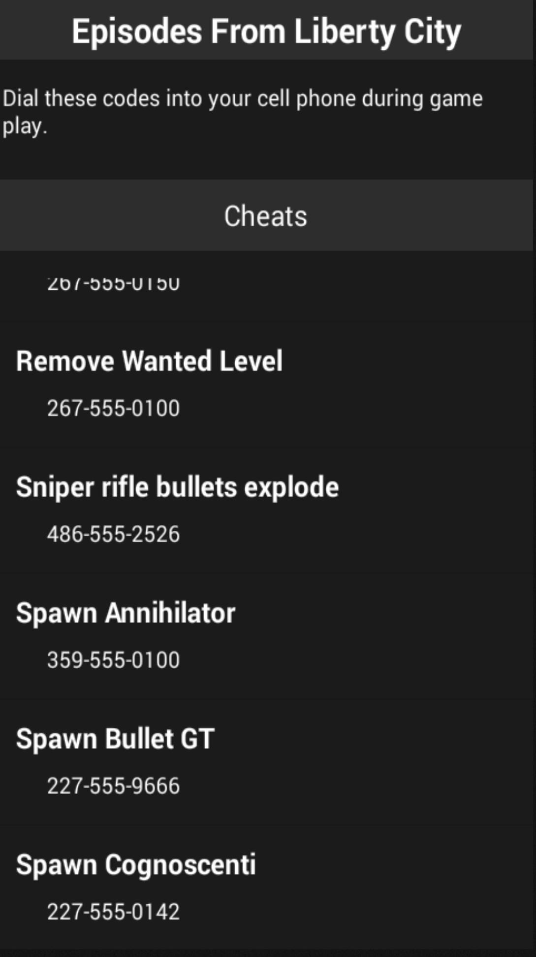 All GTA Cheats for Android APK Download