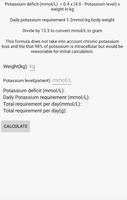 Hypokalemia potassium replacement calculator постер