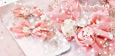 ダイヤモンドレースリボンテーマピンクの弓Diamond Lace Ribbon pink bow