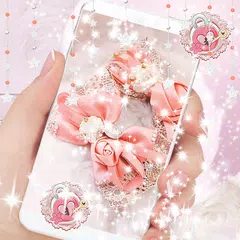 ダイヤモンドレースリボンテーマピンクの弓Diamond Lace Ribbon pink bow アプリダウンロード