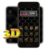 3D Ripple Gold Black Launcher  icono