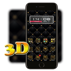 3D Ripple Gold Black Launcher  ไอคอน