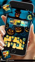 3D Blue Halloween Pumpkin Scar Poster