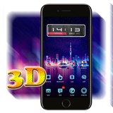 3D Ripple Neon City Launcher W icono