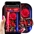 3D Red Rose Glitter Hood Launcher Theme icône