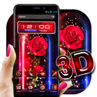 3D Red Rose Glitter Hood Launcher Theme icono