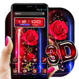 3D Red Rose Glitter Hood Launcher Theme Zeichen