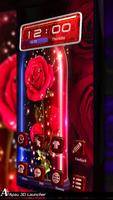 3D Red Rose Glitter Hood Launcher Theme captura de pantalla 2