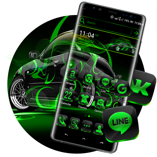 Neon Green Car Launcher Theme