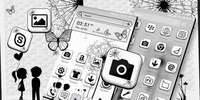 Black And White Launcher Theme स्क्रीनशॉट 1